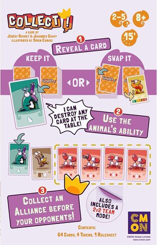 CMON Collect! Card Game - Fast-Paced Animal Strategy & Bluffing Game for Families & Friends, Easy to Learn Jungle-Themed Fun for Kids & Adults, Ages 8+, 2-5 Players, 15 Minute Playtime in Saudi Arabia