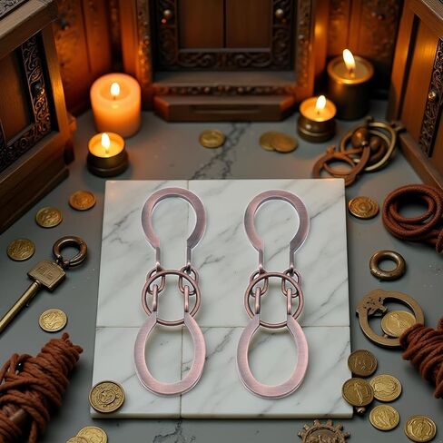 قطعتان من لغز قفل النحاس الأحمر حل حلقي معدني للخصم الفكري فتح لغز ندف الدماغ فتح مشبك حدوة الحصان هدية، ألغاز التجميع وفك التشابك، ألغاز حذاء الحصان، ألعاب العقل in Kuwait