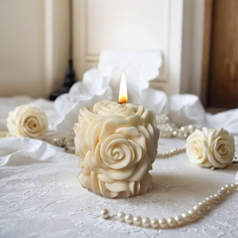 زهرة الورد عمود شمعة قالب من السيليكون صابون يدوي الصنع راتنج الجبس لتقوم بها بنفسك عيد الحب صنع أدوات تزيين هدية الزفاف in Kuwait