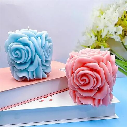 زهرة الورد عمود شمعة قالب من السيليكون صابون يدوي الصنع راتنج الجبس لتقوم بها بنفسك عيد الحب صنع أدوات تزيين هدية الزفاف in Kuwait