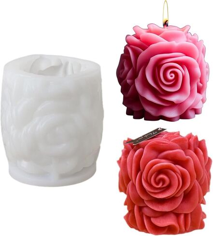 زهرة الورد عمود شمعة قالب من السيليكون صابون يدوي الصنع راتنج الجبس لتقوم بها بنفسك عيد الحب صنع أدوات تزيين هدية الزفاف in Kuwait
