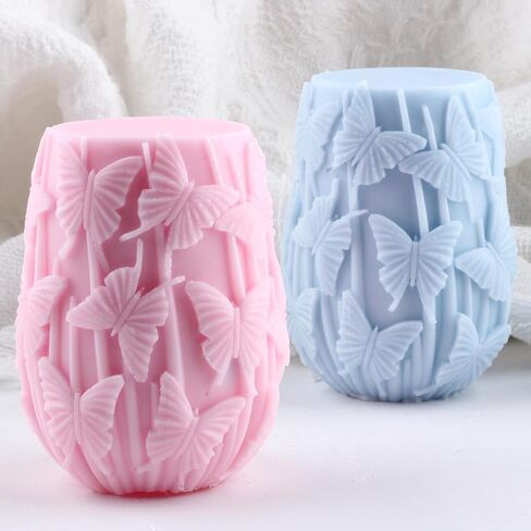 Butterfly Pillar Candle Mold Cylinder Silicone Candle Molds Butterfly Cylinder Resin Casting Mold for Candle Home Decorate Mold Candle Making Aromatherapy Gypsum Candles Clay Craft in Saudi Arabia