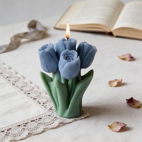 Tulip Bouquet Candle Mold Tulip Flower Candle Silicone Molds for Candles Making Resin Casting Aromatherapy Candles Handmade Wax Home Decor in Saudi Arabia