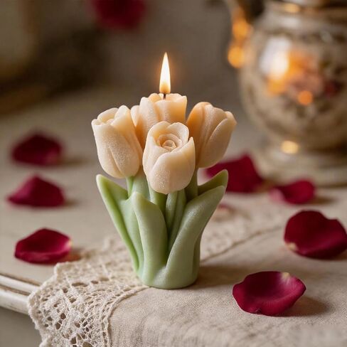 Tulip Bouquet Candle Mold Tulip Flower Candle Silicone Molds for Candles Making Resin Casting Aromatherapy Candles Handmade Wax Home Decor in Saudi Arabia