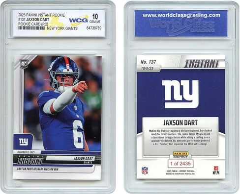 2025 NFL Panini Jaxson Dart NY Giants QB Official Rookie Card RC #137 - Graded GEM Mint 10 in Saudi Arabia