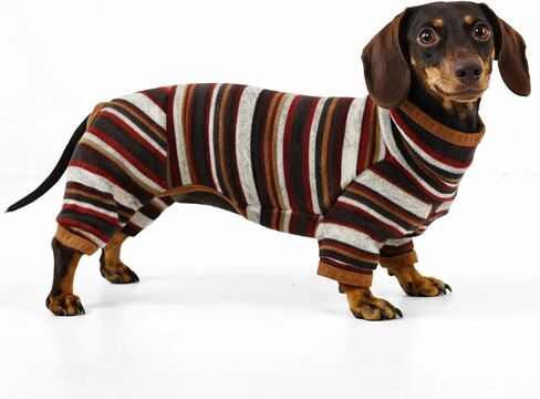 بدلة داشهند خفيفة الوزن مخططة بأربعة أرجل للكلاب، بيجامة ناعمة قابلة للتنفس للكلاب الصغيرة والمتوسطة (S (8-11 رطل)) in Kuwait