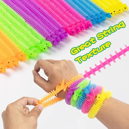 Kids Valentines Day Gifts for Class - 24 Pack Valentines Gift Cards with Glow in The Dark Dinosaur Stretchy String Toys for School Classroom Exchange Gifts, Toddlers Girls Boys Valentines Gifts in Saudi Arabia