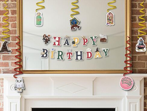 ConQuest Journals Harry Potter Birthday Party Garland & Hanging Decorations Set, Wizarding World HAPPY BIRTHDAY Banner (72"), 14 Hanging Decor Pieces, Kids Birthday Party Supplies, Officially Licensed in Saudi Arabia