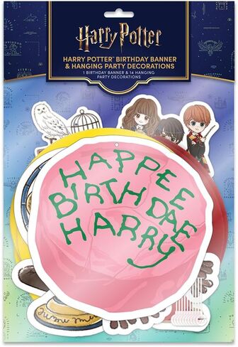 ConQuest Journals Harry Potter Birthday Party Garland & Hanging Decorations Set, Wizarding World HAPPY BIRTHDAY Banner (72"), 14 Hanging Decor Pieces, Kids Birthday Party Supplies, Officially Licensed in Saudi Arabia