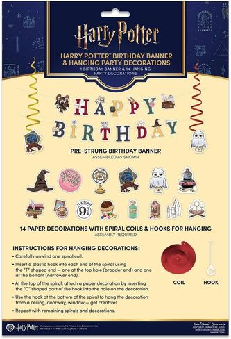 ConQuest Journals Harry Potter Birthday Party Garland & Hanging Decorations Set, Wizarding World HAPPY BIRTHDAY Banner (72"), 14 Hanging Decor Pieces, Kids Birthday Party Supplies, Officially Licensed in Saudi Arabia