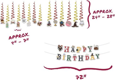 ConQuest Journals Harry Potter Birthday Party Garland & Hanging Decorations Set, Wizarding World HAPPY BIRTHDAY Banner (72"), 14 Hanging Decor Pieces, Kids Birthday Party Supplies, Officially Licensed in Saudi Arabia
