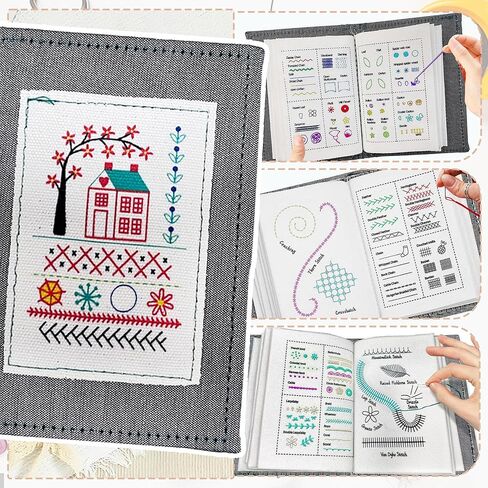 مجموعة كتب غرز التطريز Enboist، كتب الخياطة DIY، كتاب غرز محمول، مع أدوات وبرامج تعليمية، مجموعة تطريز للمبتدئين والمتحمسين in Kuwait