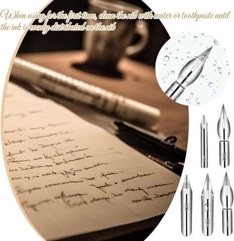 11 Pcs Comic Pen Nib Set Dip Pen Set Oblique Calligraphy Drawing Comic Pens Nib Wooden Holder with 10 Stainless Steel Replacement Nibs for Painting Writing Signing in Saudi Arabia