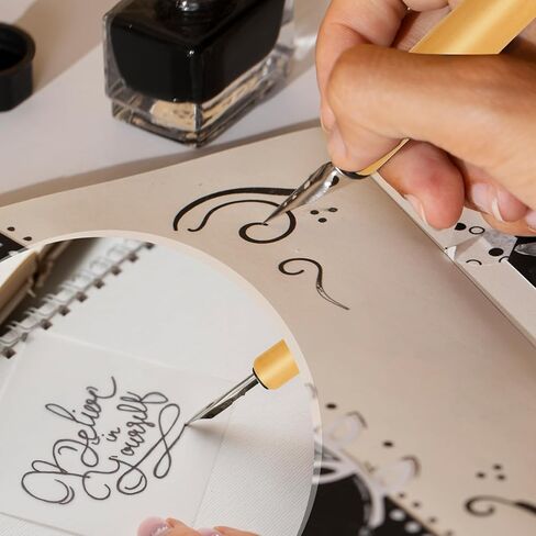 11 Pcs Comic Pen Nib Set Dip Pen Set Oblique Calligraphy Drawing Comic Pens Nib Wooden Holder with 10 Stainless Steel Replacement Nibs for Painting Writing Signing in Saudi Arabia