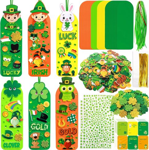 Fancy Land 36 Sets St Patricks Day Crafts for Kids Foam DIY Bookmarks Ornaments Craft Kits Classroom Activities Saint Patricks Day Decorations in Saudi Arabia