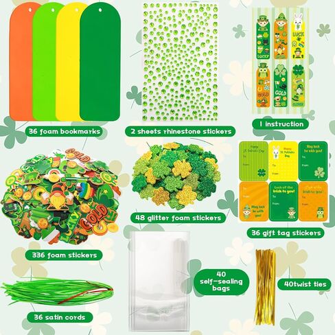 Fancy Land 36 Sets St Patricks Day Crafts for Kids Foam DIY Bookmarks Ornaments Craft Kits Classroom Activities Saint Patricks Day Decorations in Saudi Arabia