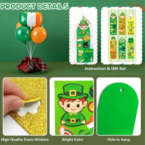Fancy Land 36 Sets St Patricks Day Crafts for Kids Foam DIY Bookmarks Ornaments Craft Kits Classroom Activities Saint Patricks Day Decorations in Saudi Arabia