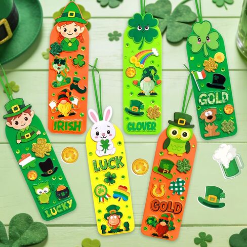 Fancy Land 36 Sets St Patricks Day Crafts for Kids Foam DIY Bookmarks Ornaments Craft Kits Classroom Activities Saint Patricks Day Decorations in Saudi Arabia