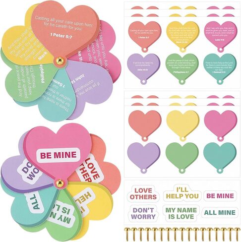 Motipuns 24 Sets Religious Valentines Crafts Kits DIY Prayer Spinners for Valentines Day Activities Jesus Church Sunday School Christian Exchange Gifts Bible Verse Heart Cards in Saudi Arabia
