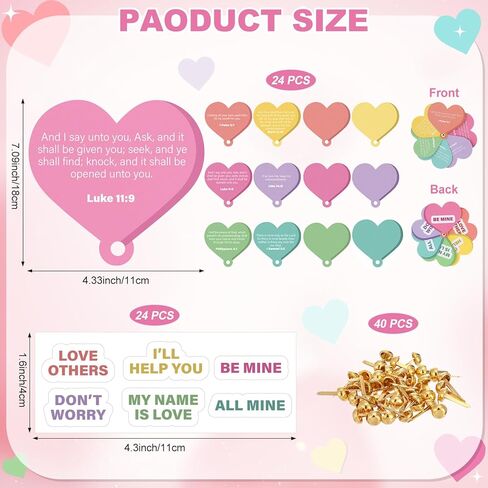 Motipuns 24 Sets Religious Valentines Crafts Kits DIY Prayer Spinners for Valentines Day Activities Jesus Church Sunday School Christian Exchange Gifts Bible Verse Heart Cards in Saudi Arabia