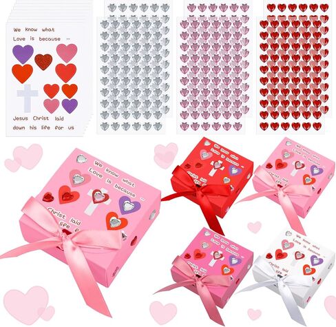 Colarr 24 Set Valentine's Day Christian Prayer Box Craft Kit Inspirational Religious Crafts Sunday School Christian Valentine DIY Handmade Box for Kids Class Activities in Saudi Arabia