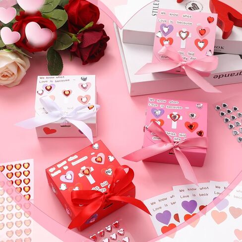 Colarr 24 Set Valentine's Day Christian Prayer Box Craft Kit Inspirational Religious Crafts Sunday School Christian Valentine DIY Handmade Box for Kids Class Activities in Saudi Arabia