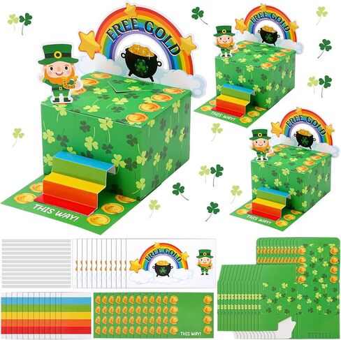 Motiskyy 24 مجموعة مجموعة مصيدة عيد القديس باتريك من Leprechaun DIY ديكورات حفلات عيد القديس باتريك قبض على مجموعة مصيدة Leprechaun من أجل لوازم حفلات شامروك الأيرلندية وأنشطة الفصول الدراسية المنزلية in Kuwait