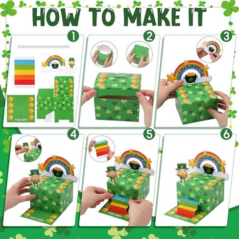 Motiskyy 24 مجموعة مجموعة مصيدة عيد القديس باتريك من Leprechaun DIY ديكورات حفلات عيد القديس باتريك قبض على مجموعة مصيدة Leprechaun من أجل لوازم حفلات شامروك الأيرلندية وأنشطة الفصول الدراسية المنزلية in Kuwait