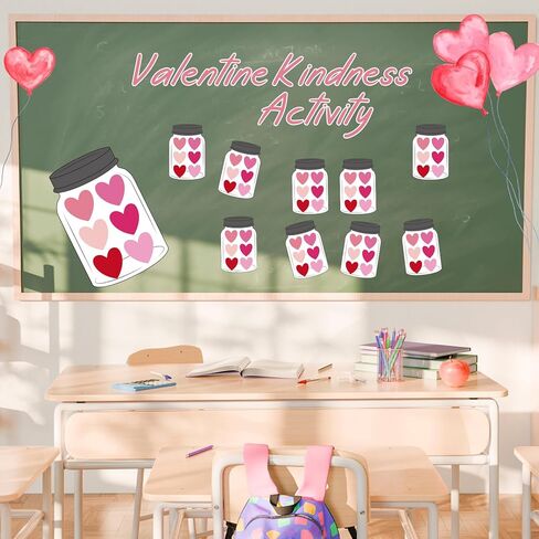 Colarr 24 Sets Valentine's Day Cards for Classroom Exchange Valentines DIY Paper Heart in Jar Card with Assorted Love Heart Stickers Love Candy Compliment Jar Craft Kindness Activity for Greeting in Saudi Arabia