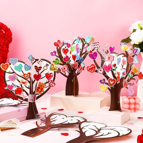 48 Pcs Religious Valentine's Day Crafts Kits Christian Valentine Heart Tree Craft Make Your Own Heart Decoration DIY 3D Paper Biblical Trees Art Gifts for Home Classroom Church DIY Project in Saudi Arabia