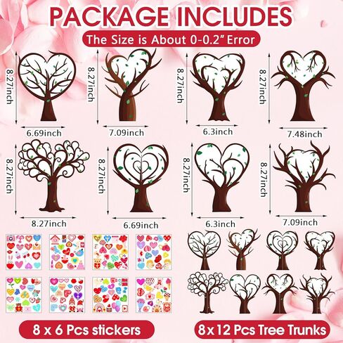 48 Pcs Religious Valentine's Day Crafts Kits Christian Valentine Heart Tree Craft Make Your Own Heart Decoration DIY 3D Paper Biblical Trees Art Gifts for Home Classroom Church DIY Project in Saudi Arabia