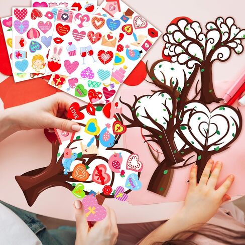 48 Pcs Religious Valentine's Day Crafts Kits Christian Valentine Heart Tree Craft Make Your Own Heart Decoration DIY 3D Paper Biblical Trees Art Gifts for Home Classroom Church DIY Project in Saudi Arabia
