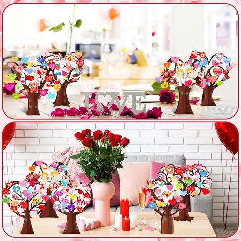 48 Pcs Religious Valentine's Day Crafts Kits Christian Valentine Heart Tree Craft Make Your Own Heart Decoration DIY 3D Paper Biblical Trees Art Gifts for Home Classroom Church DIY Project in Saudi Arabia