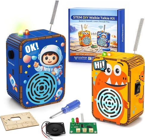 STEM Toys for Kids Ages 5-12, DIY Walkie Talkie Building Kit for Outdoor Play, Science Kits for Kids 8-10 8-12, Educational Engineering Toys for Home, School Projects, and Camp Activities in Saudi Arabia