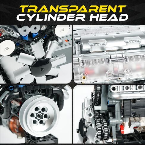 مجموعة نماذج محرك V8 للمراهقين والبالغين - قم ببناء مجموعة محركات V8 الصغيرة الخاصة بك مع محرك احتراق مرئي يعمل، مجموعة STEM الهندسية الوظيفية مع 535 قطعة للأعمار من 14 عامًا فما فوق in Saudi Arabia