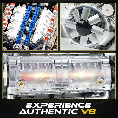 مجموعة نماذج محرك V8 للمراهقين والبالغين - قم ببناء مجموعة محركات V8 الصغيرة الخاصة بك مع محرك احتراق مرئي يعمل، مجموعة STEM الهندسية الوظيفية مع 535 قطعة للأعمار من 14 عامًا فما فوق in Saudi Arabia