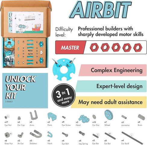 The Off Bits AirBit – قم ببناء طائرتك الخاصة! مجموعة بناء العلوم والتكنولوجيا والهندسة والرياضيات للأطفال المبدعين من سن 8 إلى 12 عامًا والبالغين الفضوليين، هدية تعليمية ممتعة للأولاد والبنات in Kuwait