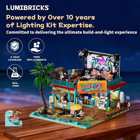 Surf Shop Lighting Building Bricks Set - Coast Club Modular Collection Display Kit with LED and Minifigures 1752 Pcs for Adults & Teens & Marine Enthusiasts in Kuwait
