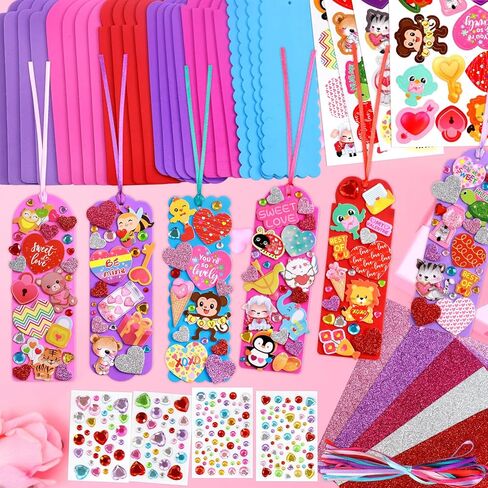 مجموعات حرفية لعيد الحب من فانسي لاند للأطفال DIY إشارات مرجعية لعيد الحب مصنوعة يدويًا من الفوم ذاتية اللصق على شكل قلب، مشاريع فنية للفصول المدرسية وأنشطة حفلات العطلات 24 مجموعة in Kuwait