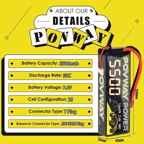 5500mAh 2S Lipo Battery 7.4V Lipo Battery 50C RC lipo Hard Case with T Plug for RC Car RC Trucks RC Vehicles Boats Lorry Truggy Buggy (2S 5500mAh T - 1Pack) in Saudi Arabia