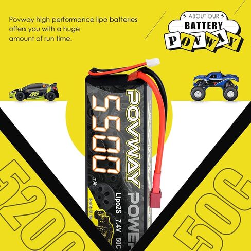 5500mAh 2S Lipo Battery 7.4V Lipo Battery 50C RC lipo Hard Case with T Plug for RC Car RC Trucks RC Vehicles Boats Lorry Truggy Buggy (2S 5500mAh T - 1Pack) in Saudi Arabia