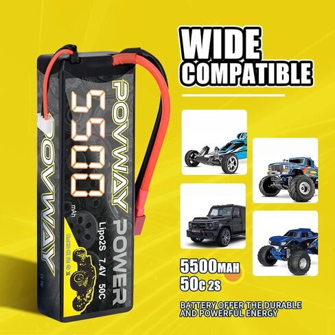 5500mAh 2S Lipo Battery 7.4V Lipo Battery 50C RC lipo Hard Case with T Plug for RC Car RC Trucks RC Vehicles Boats Lorry Truggy Buggy (2S 5500mAh T - 1Pack) in Saudi Arabia