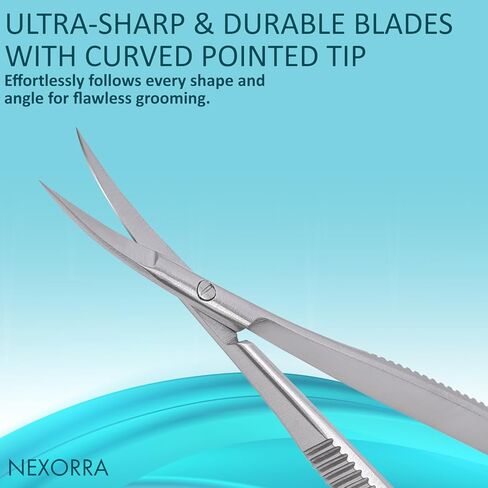 Micro Scissor 4.5 Curved Precision Stainless Steel Eyebrow Scissors, Facial Hair, Brow Beauty Squeeze Scissors, Grooming for Men & Women Small Sharp Trimming Beard, & Embroidery Scissors in Saudi Arabia