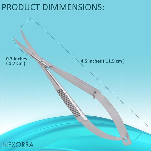 Micro Scissor 4.5 Curved Precision Stainless Steel Eyebrow Scissors, Facial Hair, Brow Beauty Squeeze Scissors, Grooming for Men & Women Small Sharp Trimming Beard, & Embroidery Scissors in Saudi Arabia