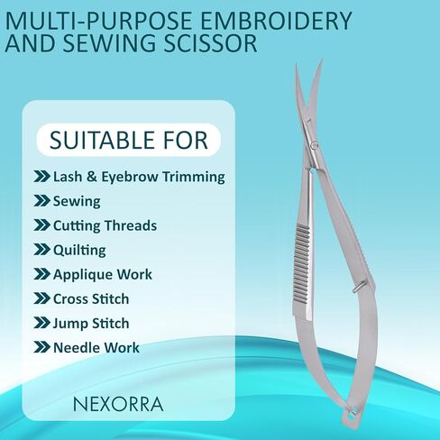 Micro Scissor 4.5 Curved Precision Stainless Steel Eyebrow Scissors, Facial Hair, Brow Beauty Squeeze Scissors, Grooming for Men & Women Small Sharp Trimming Beard, & Embroidery Scissors in Saudi Arabia