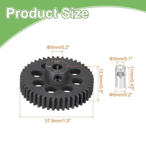 مجموعة تروس MECCANIXITY Steel 32P مع محول تروس 45T 5 مم تروس محرك عمود لمركبات RC وجزء السيارة الانجراف، أسود in Saudi Arabia