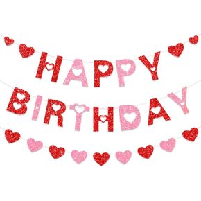 لافتة عيد ميلاد سعيد لعيد الحب باللون الأحمر والوردي والوردي مع علامات قلب لامعة لعيد الحب لحفلات المنزل in Kuwait