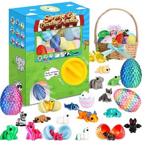 Prefilled Easter Eggs - 24Pcs 3D Printed Surprise Eggs with 3D Animals Toys Capsule Vending Machine Toy Easter Eggs Filled Gifts for Boys Girls Kids in Saudi Arabia