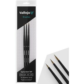 Vallejo - مجموعة تعريفات سلسلة Pro Modeler | فرش الطلاء المصغرة | فرش الشعر الطبيعي | المقاسات 4/0 و3/0 و2/0 | مقابض خشبية خفيفة الوزن ومريحة | مثالية للأعمال التفصيلية المصنوعة من الأكريليك in Kuwait