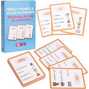البطاقات التعليمية الصوتية الفرنسية - تغطي جميع الأصوات الفرنسية البالغ عددها 36 - 16 حرفًا متحركًا، و17 حرفًا ساكنًا، و3 حروف شبه متحركة in Kuwait